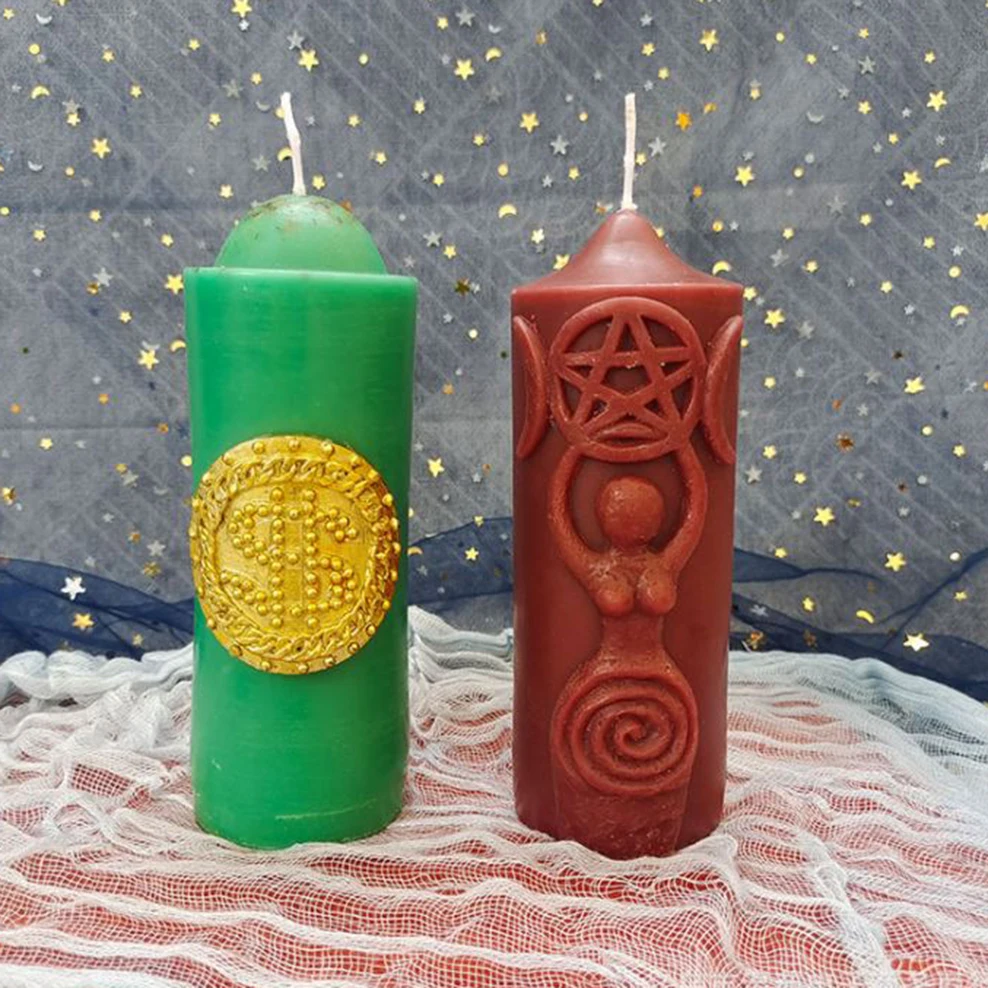 1pc, Magic ritual wishing candle, Western Tarot votive candle, Money coin star moon goddess Candle, Love health prayer ornaments