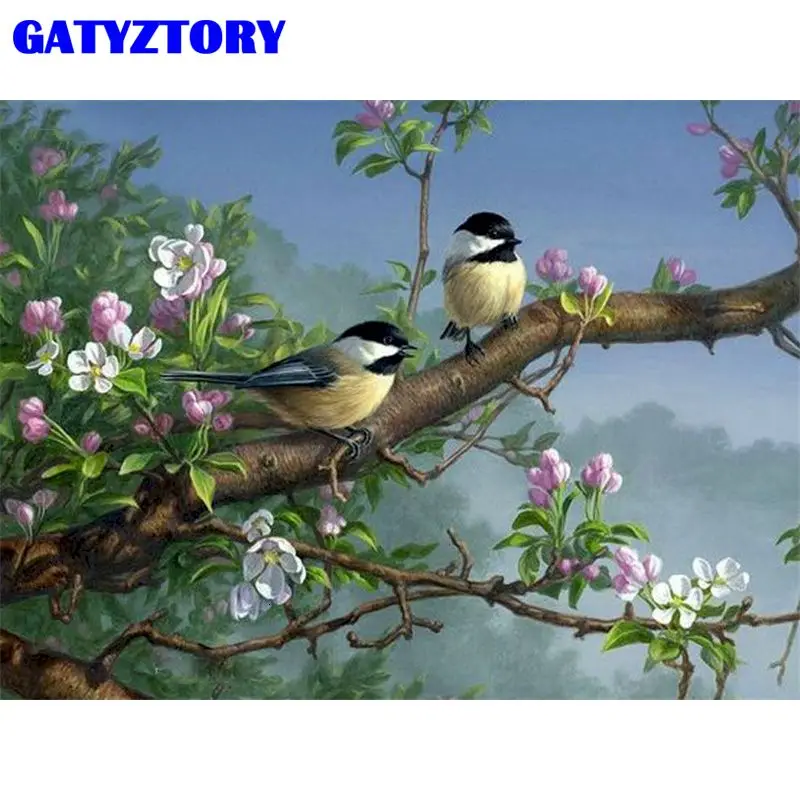 GATYZTORY Paint By Numbers For Adults Children HandPainted Acrylic Painting  Birds In The Tree Picture Drawing DIY Gift