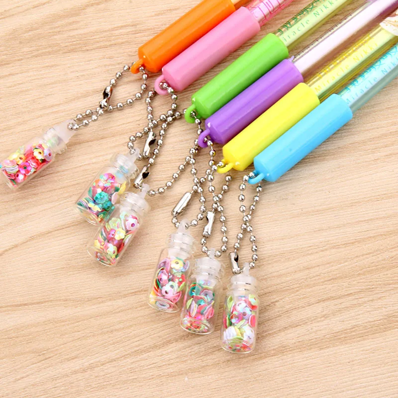 

24pcs Korea's new student stationery flower flower girl color drift bottle gel pen office supplies easy to wear.