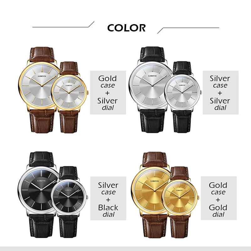 LOBINNI Luxury Brand Couple Watches Japan Miyota Quartz Movement Lovers Watches Sapphire Glass Waterproof Watches Relogio