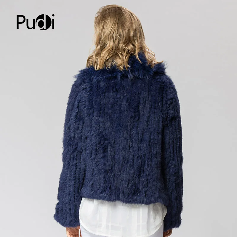 CR072 Knitted Real Rabbit Fur Coat Overcoat Jacket With Fox Fur Collar Russian Women\'s Winter Thick Warm Genuine Fur Coat