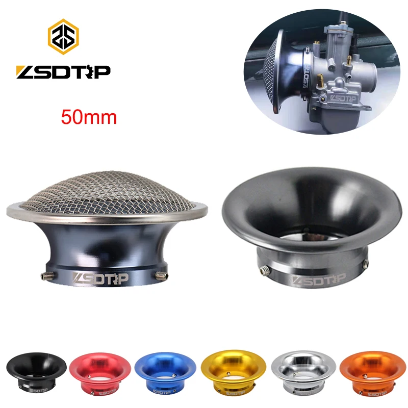 ZSDTRP 50mm Moto Modified Carburetor Air Filter Cup Horn Cup With Mesh Net Fit On PE PWK 21 24 26 28 30mm Carburetor