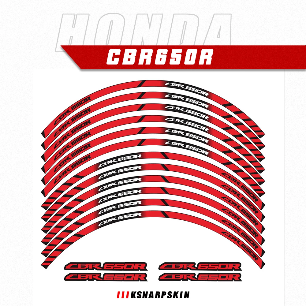 

12 Strips Reflective Motorcycle decals Wheels Rim Motorbike Moto Stickers decoration Styling For HONDA CBR650R cbr 650r