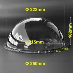 9.84 Inch Acrylic Clear Plexiglass Dome Cover Pre-drilled Hole Explosion-proof Hemisphere Security CCTV Camera Housing 250x102mm