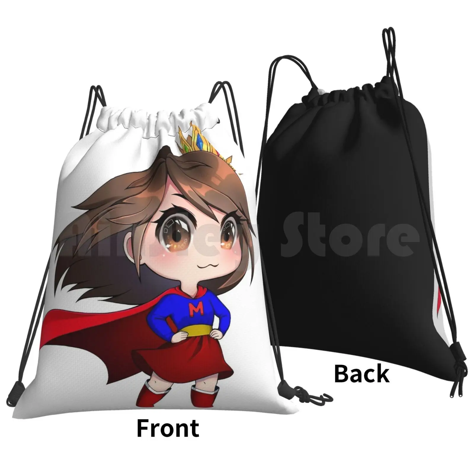 Superhero Mish Backpack Drawstring Bag Riding Climbing Gym Bag Superhero Mishmanners Chibi Streamer Hero Twitch Streamer