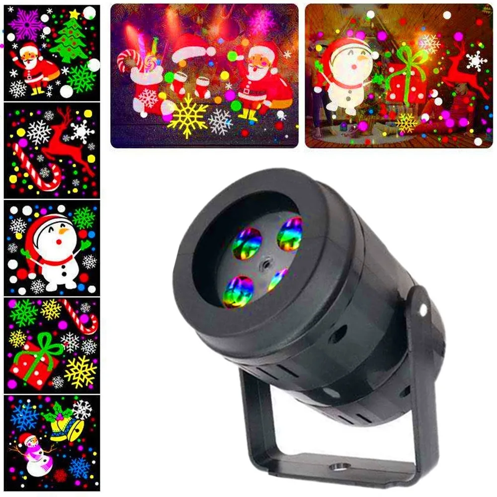 Decorazione natalizia Proiettore laser a LED Luce Fiocco di neve Lampada di proiezione alce Decorazione di illuminazione per interni