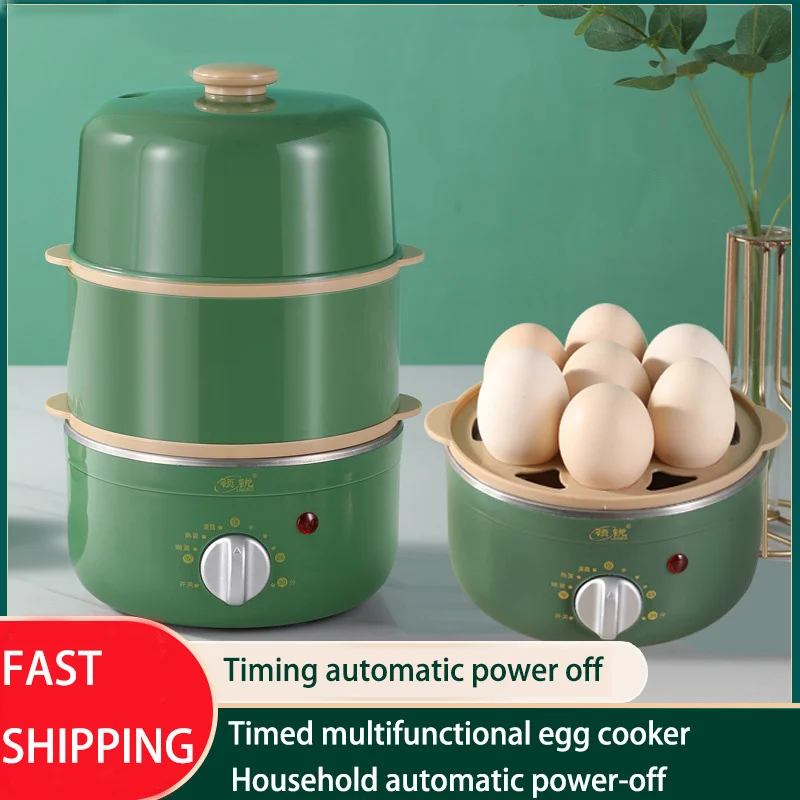 Timed Multifunctional Mini Egg Boiler Steamer Cooker Machine Household Automatic Power-off Stainless Steel High Quality ZD05