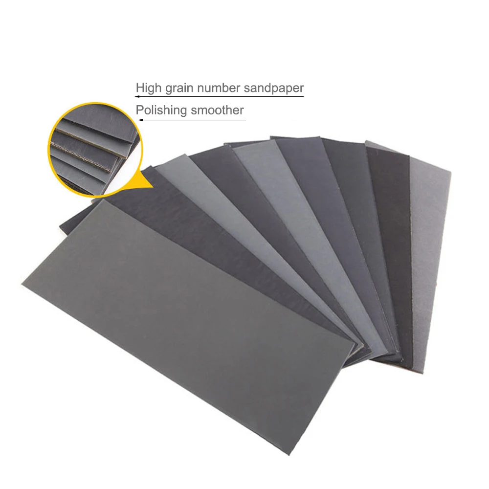 90pcs/pack Rectangular Waterproof Abrasive Paper P400-3000 Sandpapers Use for Grinding and Polishing