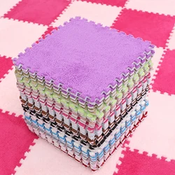 QWZ 10Pcs/Lot Soft Plush Kids Rug Baby Play Mat Toys Eva Foam Infant Developing Mat Rug Puzzle Interlock Floor Mats 30*30*1 CM