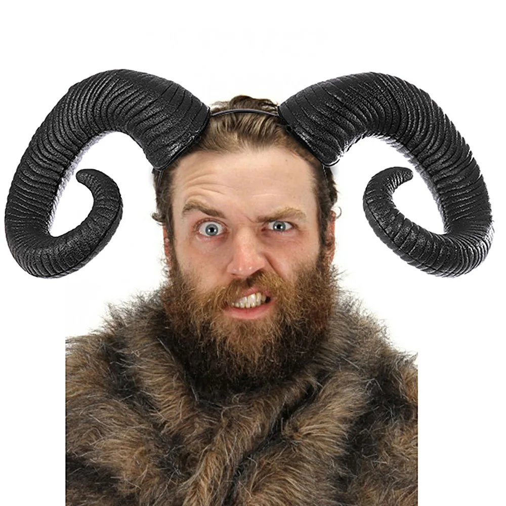 Women Men Adults Big Ram Horns Gothic Headband Steampunk Sheep Horn Hair Band Cosplay Halloween Party Accessories