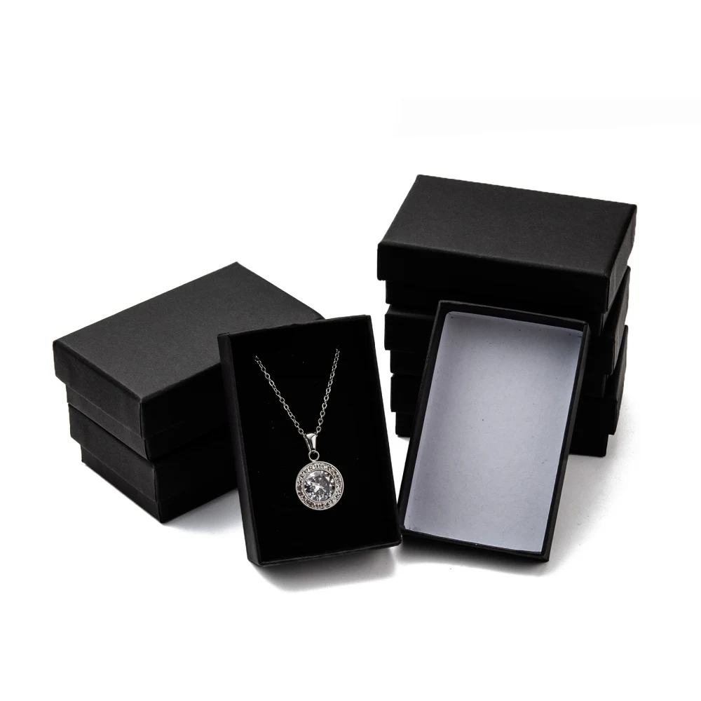 24pcs Black Cardboard Jewelry Boxes Set Gifts Boxes For Necklaces Bracelets Earrings Ring Necklace Storage Display Box 8x5x2.7cm