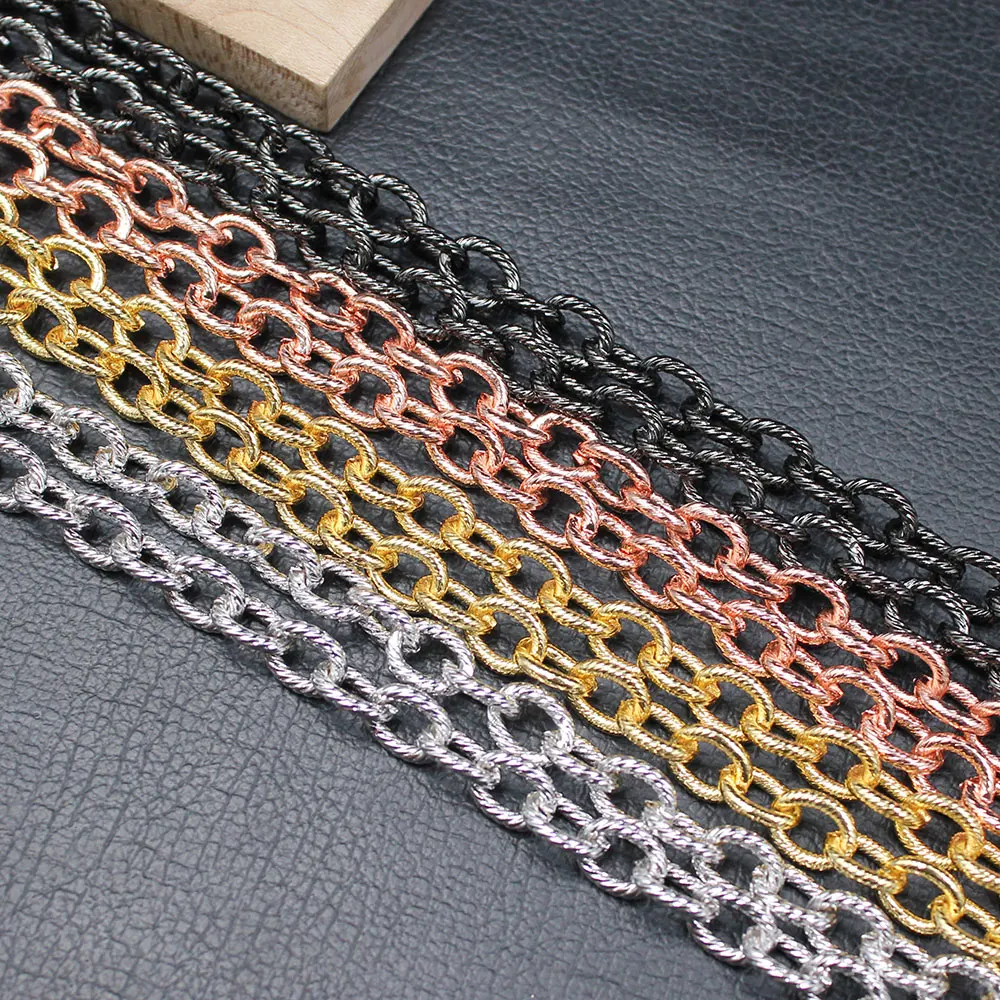 APDGG  1 Meter 7x9mm Bezel Set Gold Plated Copper Fashion Chain Paperclip Neck Chain Pearl Necklace Bracelet Making DIY