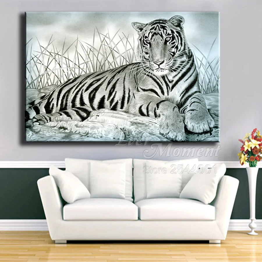 Ever Moment Diamond Painting Decor White Leopard Tiger Snow 5D DIY Full Square Round Mosaic Embroidery Bead Artwork ASF1940