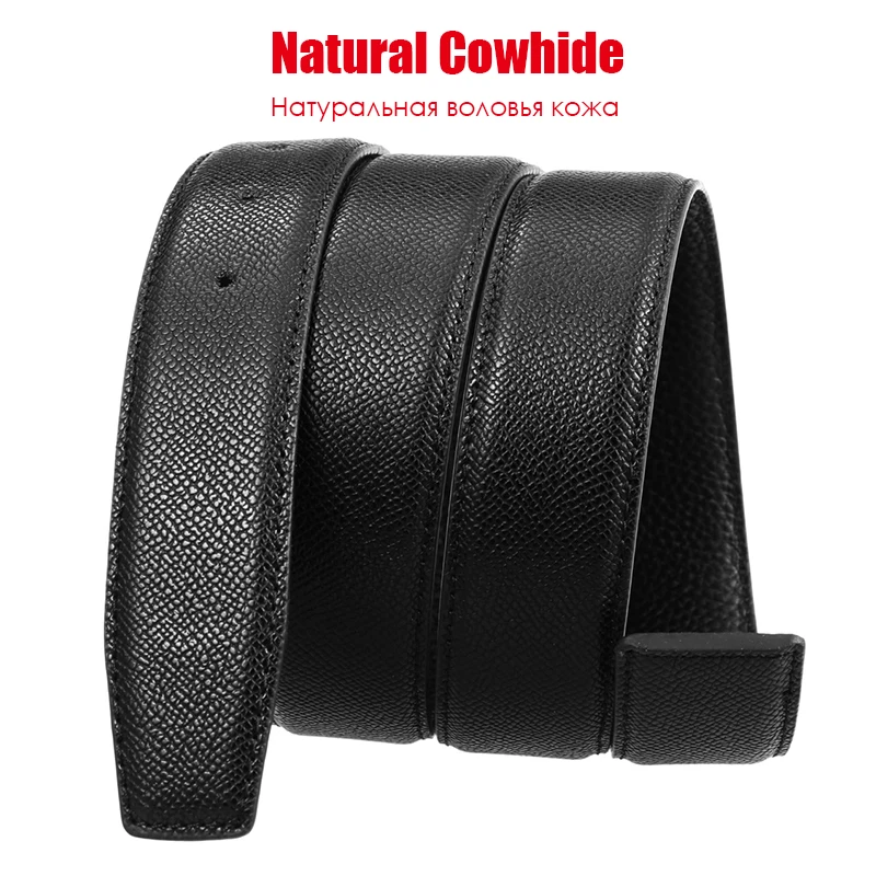 VATLTY 3.4cm Trouser Belt for Men Natural Cowhide 130cm Black Casual Belt Solid Metal Pin Buckle Leather Girdles Male Gifts