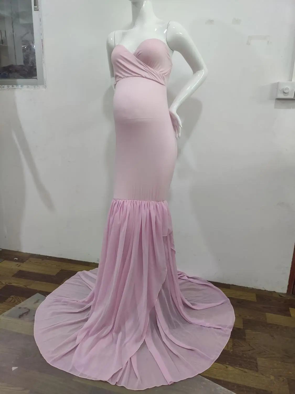 Vestidos de maternidad de trompeta para sesión de fotos de mujeres embarazadas, vestido de embarazo sin hombros, vestido de fotografía para Baby Shower