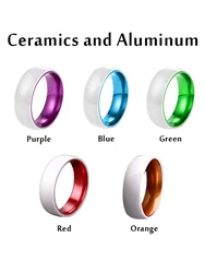 Niche ceramic ring，8mm Red/ orange/ blue /purple/ green embedded alumina lovers  ceramic ring