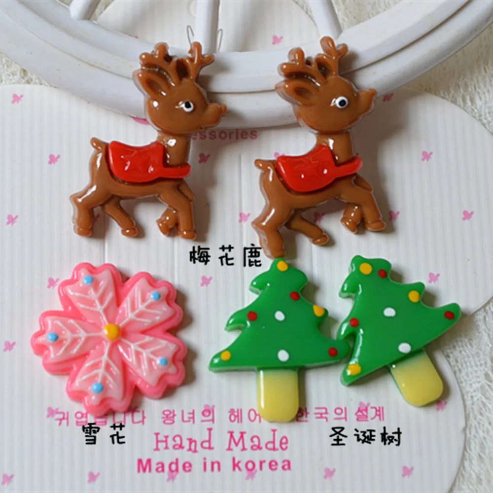 

100pcs/lot Cute Christmas designs 3D resins patches diy fridge magnet phone hair accessories wholesale