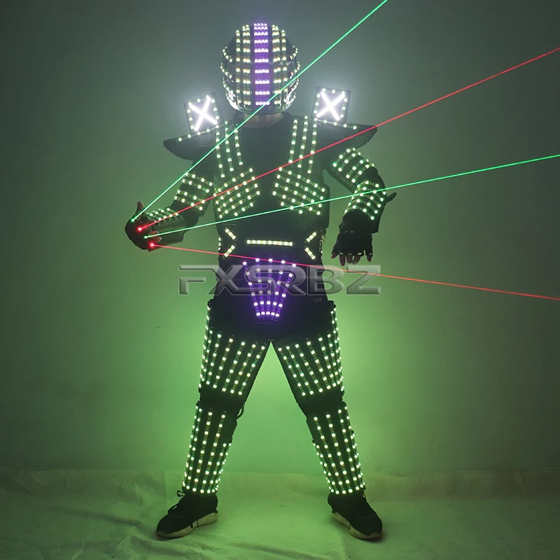 New LED Robot Suit Stage RGB Glowing Jacket Dancer Wears Cosplay Dress Luminous Vest Nightclub Party Men Light Up Robot Costume