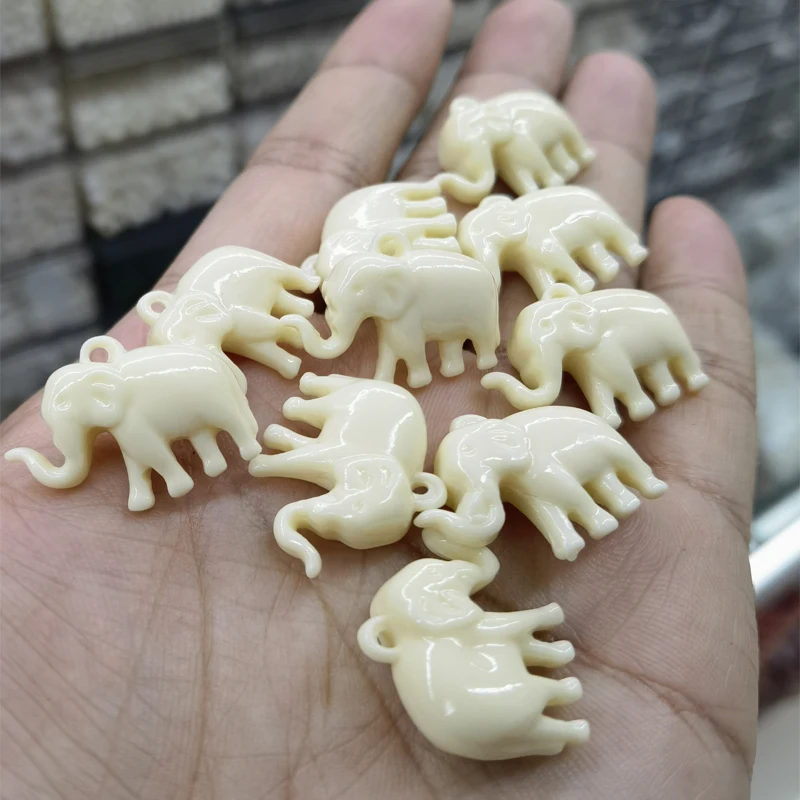 5pcs White Artificial Coral Elephant Pendant Beads For Necklace Jewelry Making 23x18mm Loose Bead Pendants DIY Bracelet Earring