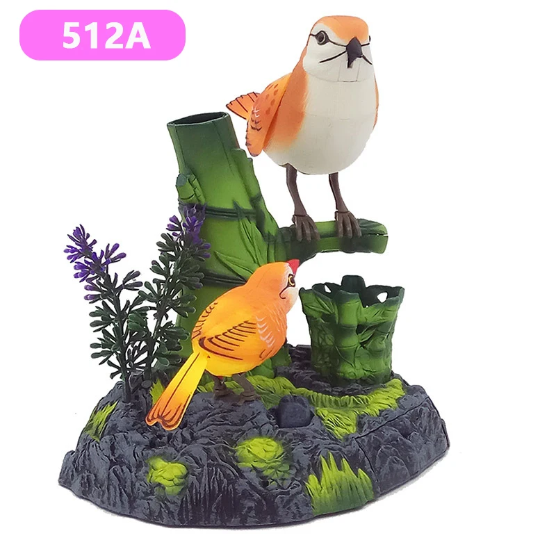 Electric Voice-Activated Bird Simulation Couple Bird Will Move Magpie Parrot Pet Bird Children Decoration Model Toy Gift