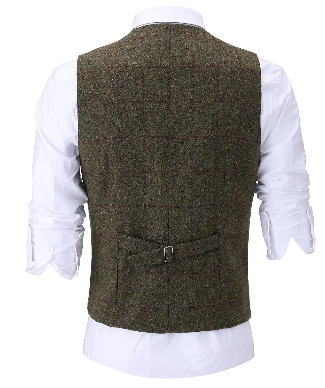 Men‘s Plaid Tweed Vest Vintage Double breasted Waistcoat Wool Groomsmen Suits Vest For Wedding Plus Size XS-5XL