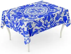 Watercolor Talavera Portuguese Azulejo Tiles Blue and White Gorgeous Patterns Smartphones Towels Linens Ceramic Table Cloth