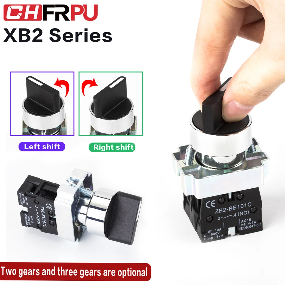 1PCS XB2-BD21 XB2-BD33  2/3 positions 1N0/1NC&1NO/2NO Latching self-Locking /Momentary selector push button switch