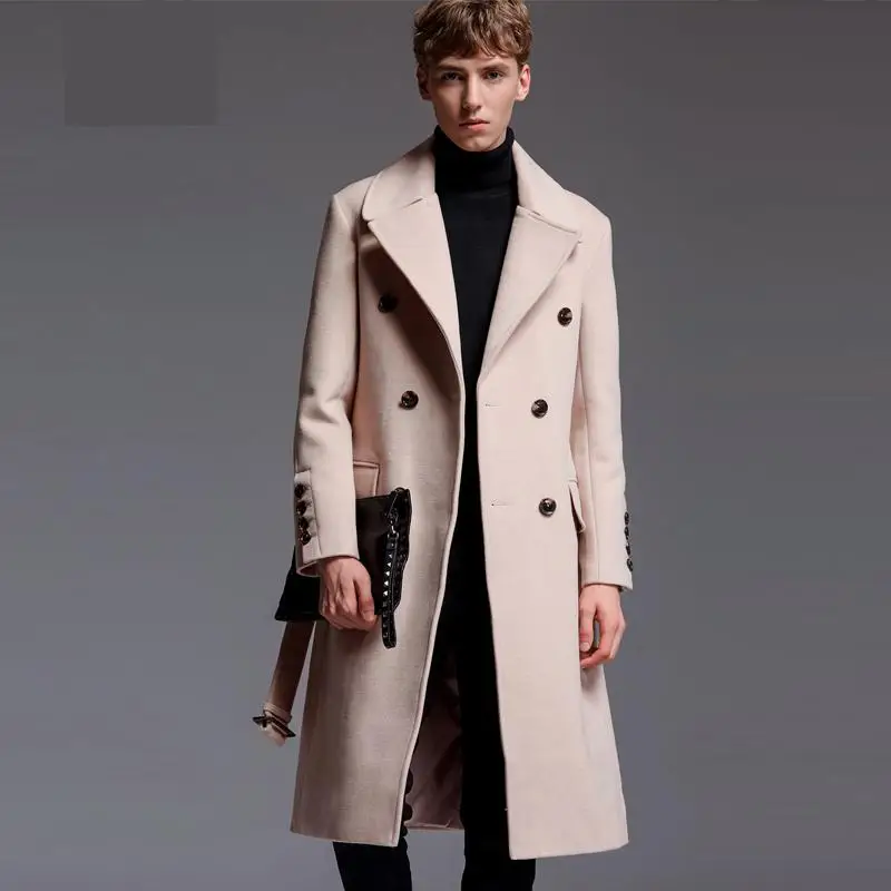 

Brand Long Style Wool Mens Coat Autumn Winter Luxury Cashmere Solid Color Mens Jackets And Coats Plus Size 5XL 6XL Man Trench