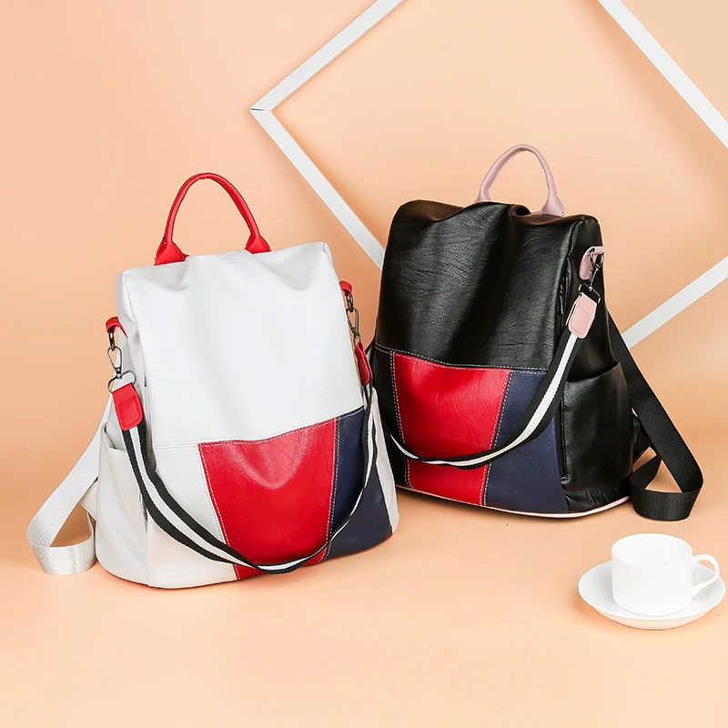 Multifunctional Backpack Women Leather Backpacks Female White School Bags For Teenage Girls Shoulder Bag Travel BackPack Mochila