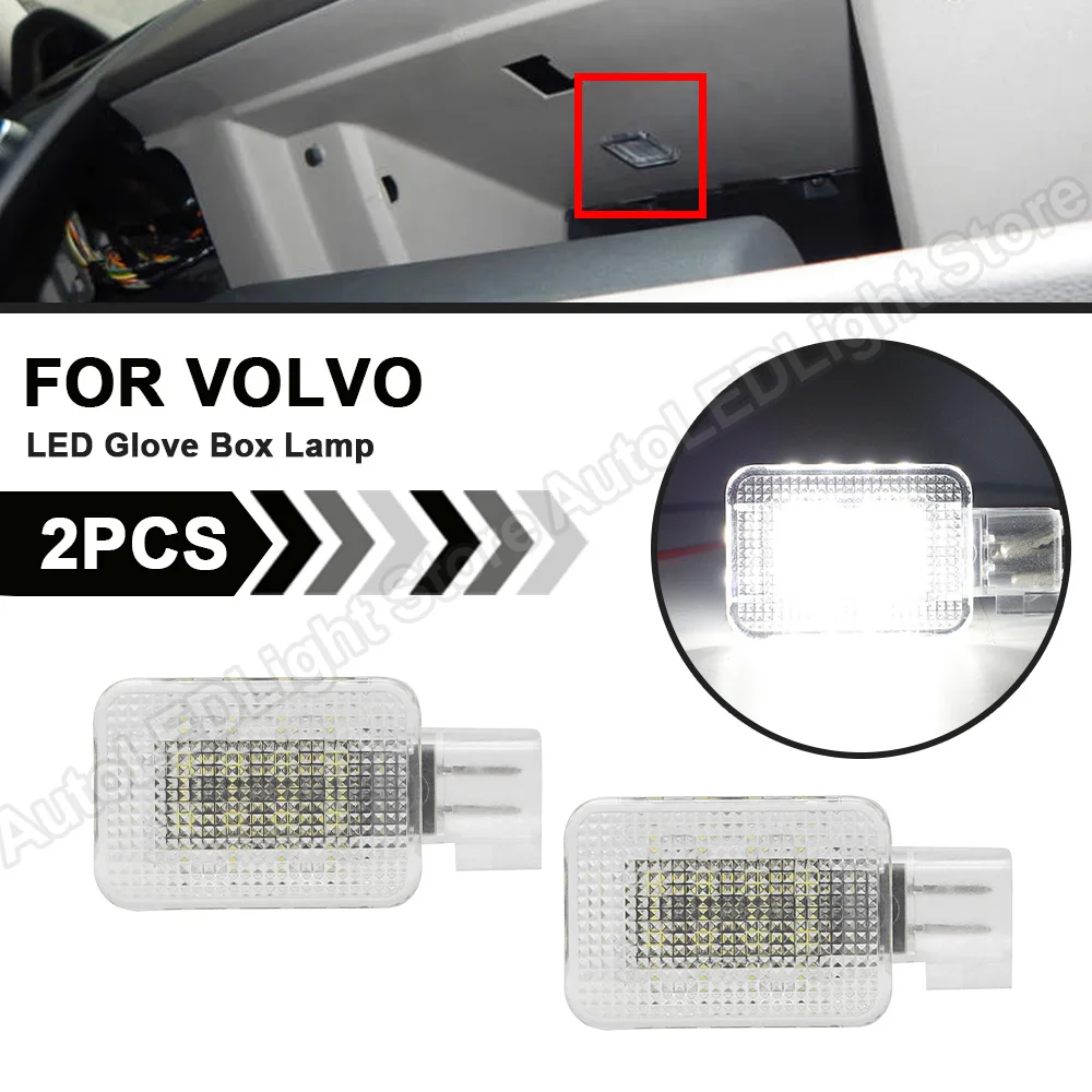 

2Pcs LED Glove Box Lamp Light For Volvo C30 2007 2008 2009 2010 2011 2012 2013 C70 2006-2013 S40 S60 2011 2012 2013 V50 XC60