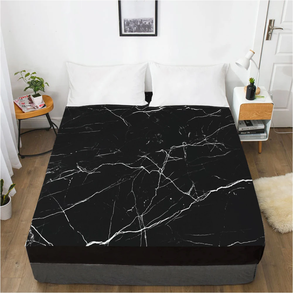 Elastic fitted sheet bed sheet With An Elastic Band 150x200/180/200/160x200 Mattress Cover Bed cover 1pc Black White