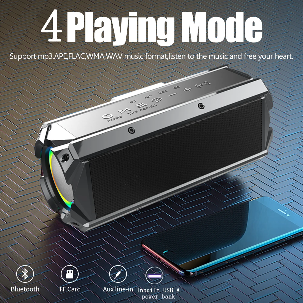 Imagem -03 - Alto-falante Bluetooth Portátil ao ar Livre Subwoofer Estéreo 3d de Alta Potência Alto-falante de Música sem Fio Home Theater Suporte Tws 100w