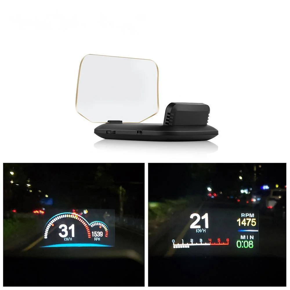 

OHANEE C1 Mirror HUD 2020 New OBD2+GPS Dual Mode OBD2 Head Up Display GPS HUD Digital MPH KMH Speedometer Water & Oil Temp RPM