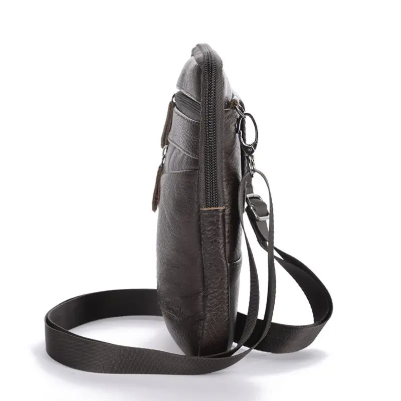 Men's Genuine Leather Fashion Phone Pouch Belt Bag Shoulder Crossbody Waist Pack Q1FA