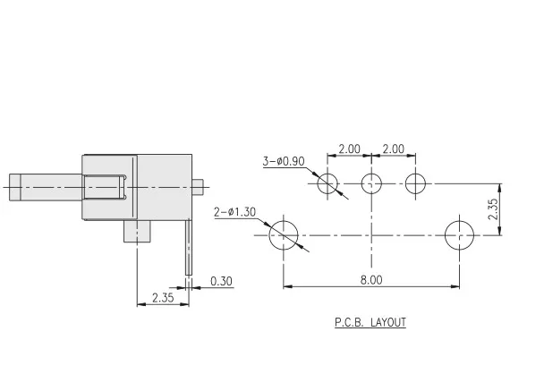 5Pcs Taiwan 90° curved foot 2-step 3-foot switch side toggle switch fluctuating horizontal side slide slide switch power supply
