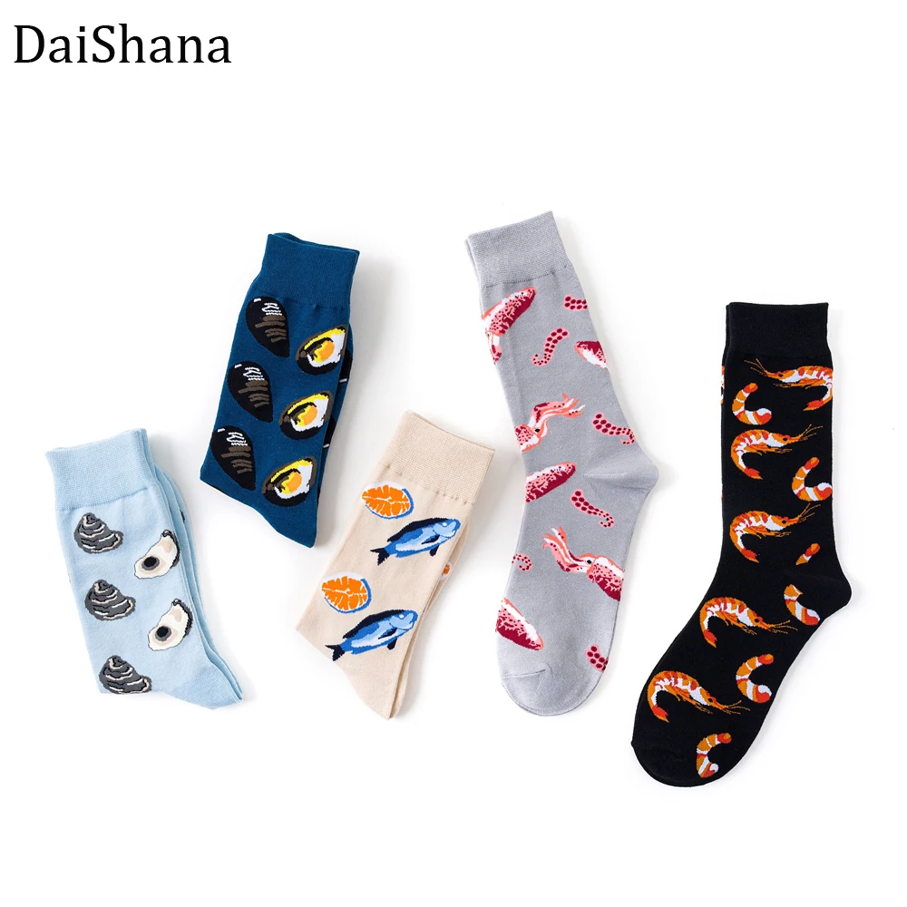 [DaiShana]Harajuku funny socks Food Seafood actic shrimp/Squid Socks Women Divertidos Milk Creative Life Sokken Chaussette Femme