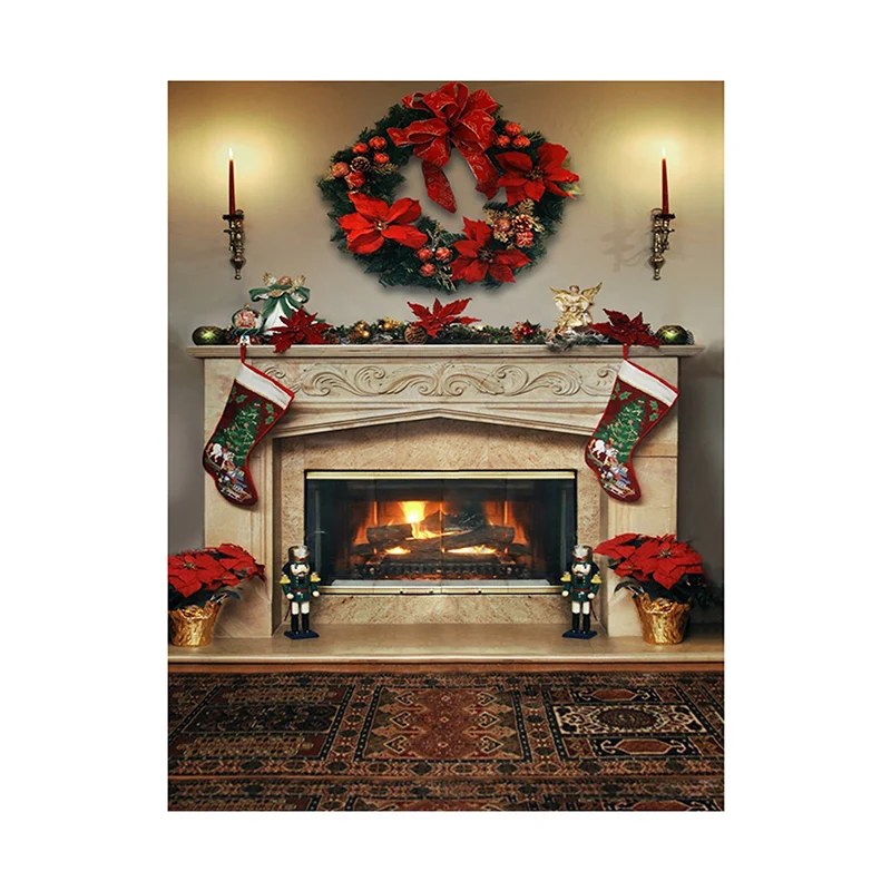 150*225 سنتيمتر عيد الميلاد المشارك الشتاء الثلوج الموقد شجرة عيد الميلاد التصوير خلفية السنة الجديدة خلفية حفلة الديكور