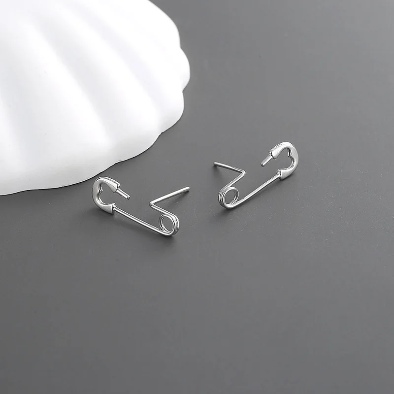 CIAXY Silver Color Irregular Pin Earrings for Men and Women Couples Personality Paper Clip Earring Gothic Jewelry Gifts