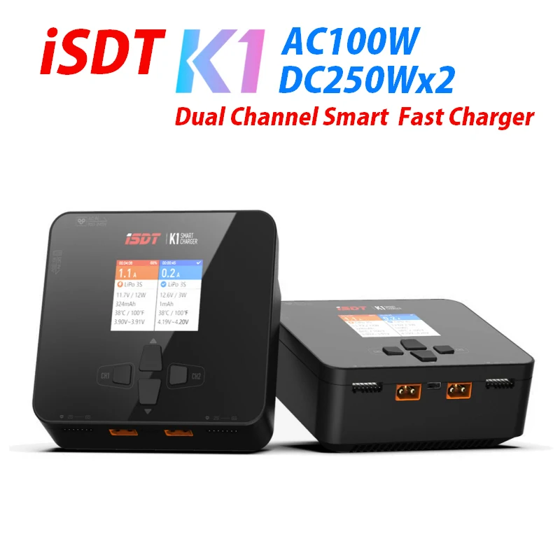 

iSDT K1 AC 100W DC 250W/10Ax2 Dual Channel Balance Charger Discharger for Lipo LiFe LiHv Battery