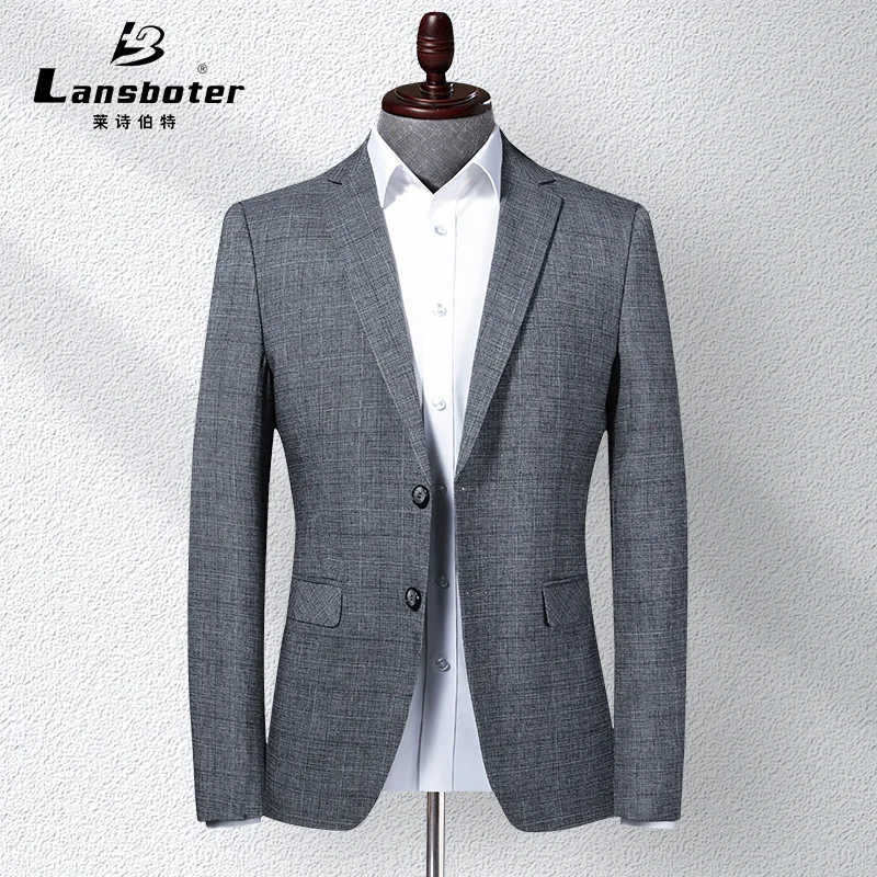 

Gentleman's Stylish Blazer Men Work Office Tuxedos Wedding Party Suit Jacket Male Gray Business Slim Blazers Masculino FS-215