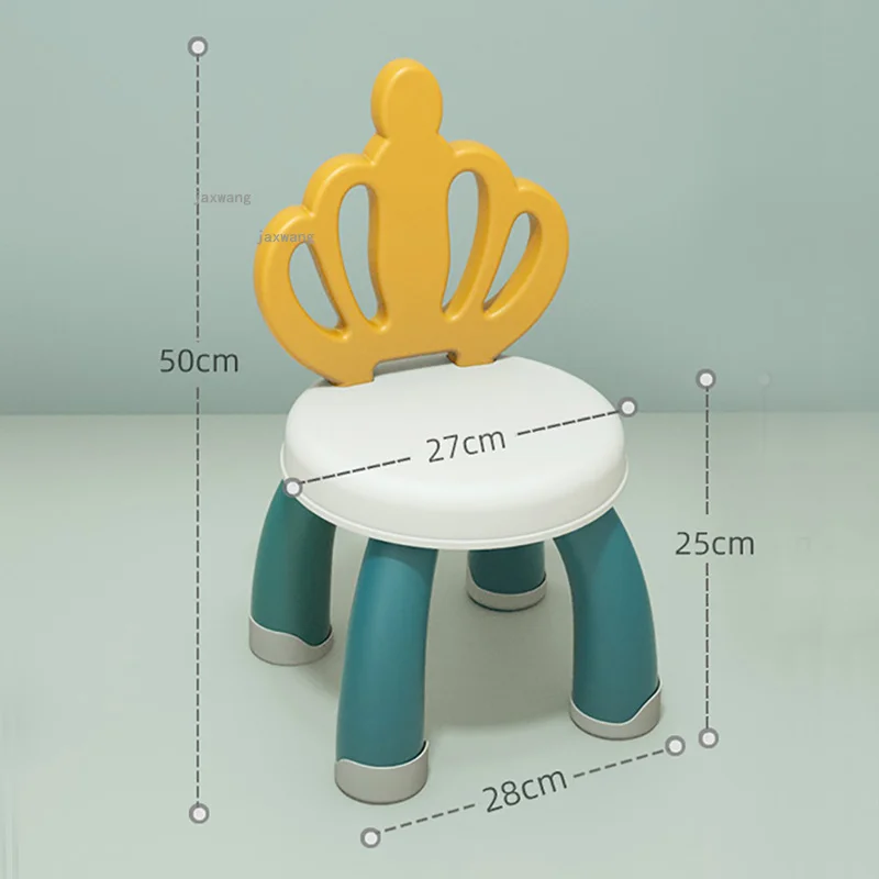 LazyChild-taburete con respaldo de dibujos animados para niños, silla de plástico gruesa para estudiantes, sillas de comedor para bebés, banco pequeño antideslizante para el hogar