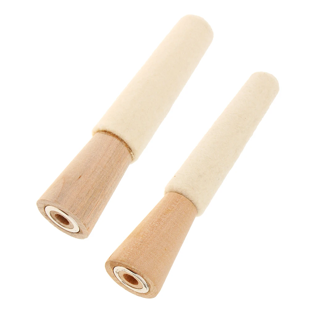 2x Mounted Felt Buffing Cone Wood Inside Ring Jewelry Polishing Jeweler Tool