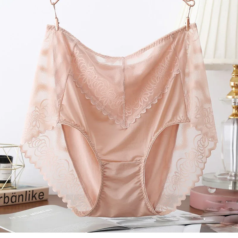 5XL vita alta elasticità pizzo mutandine Sexy morbido modale senza soluzione di continuità slip da donna fiori Hollow Lingerie biancheria intima