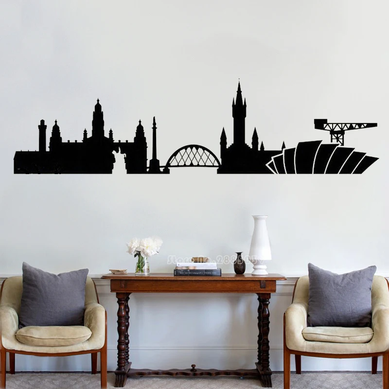 

City Skyline Simple Silhouette Decor City Skyline Wall Stickers Home Decoration Living Room Removable Decals Art Design LL2323