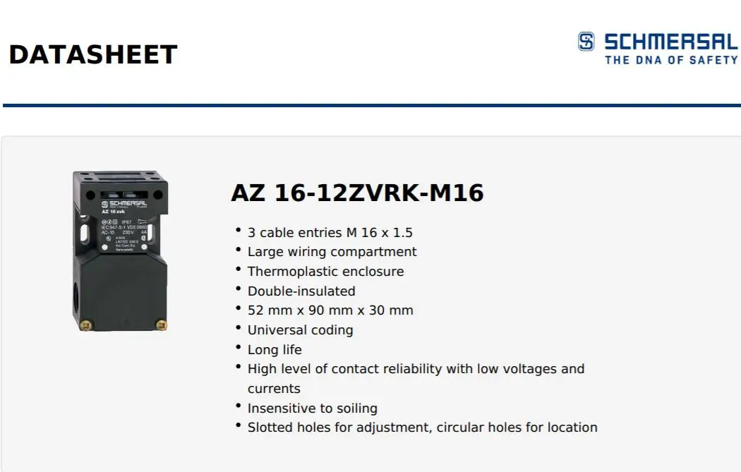 Imagem -02 - Interruptor de Segurança com Atuador Separado az 16 az 1612zvrk-m16