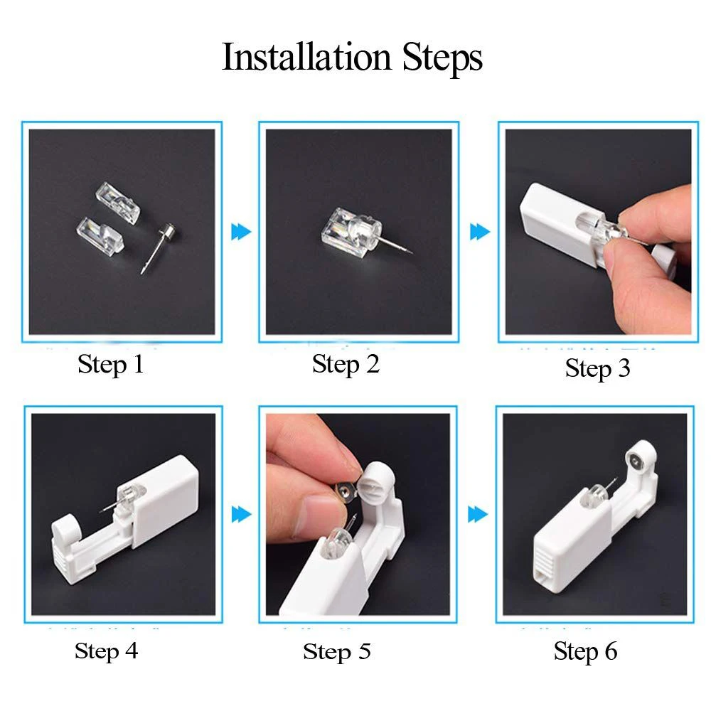 1PC Disposable Self Ear Piercing Gun Sterile Cartilage Tragus Helix Piercing Unit NO PAIN Piercer Tool Machine Kit With Stud