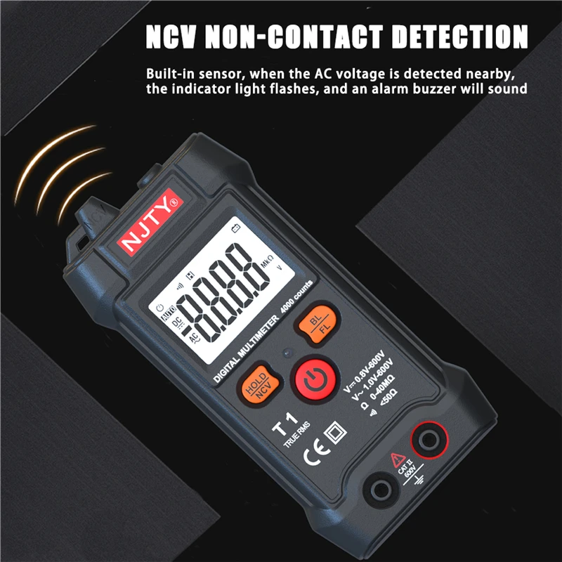 Inteligentny multimetr cyfrowy 4000 zlicza Mini Tester motoryzacyjny True RMS NCV 600V AC DC Tester napięcia przenośny miernik elektryczny