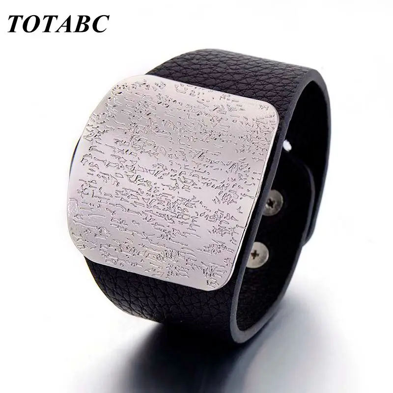 Personality Leather Bracelet For Women with Alloy Buckle Adjustable Fashion Vintage Bracelets Femme Jewelry