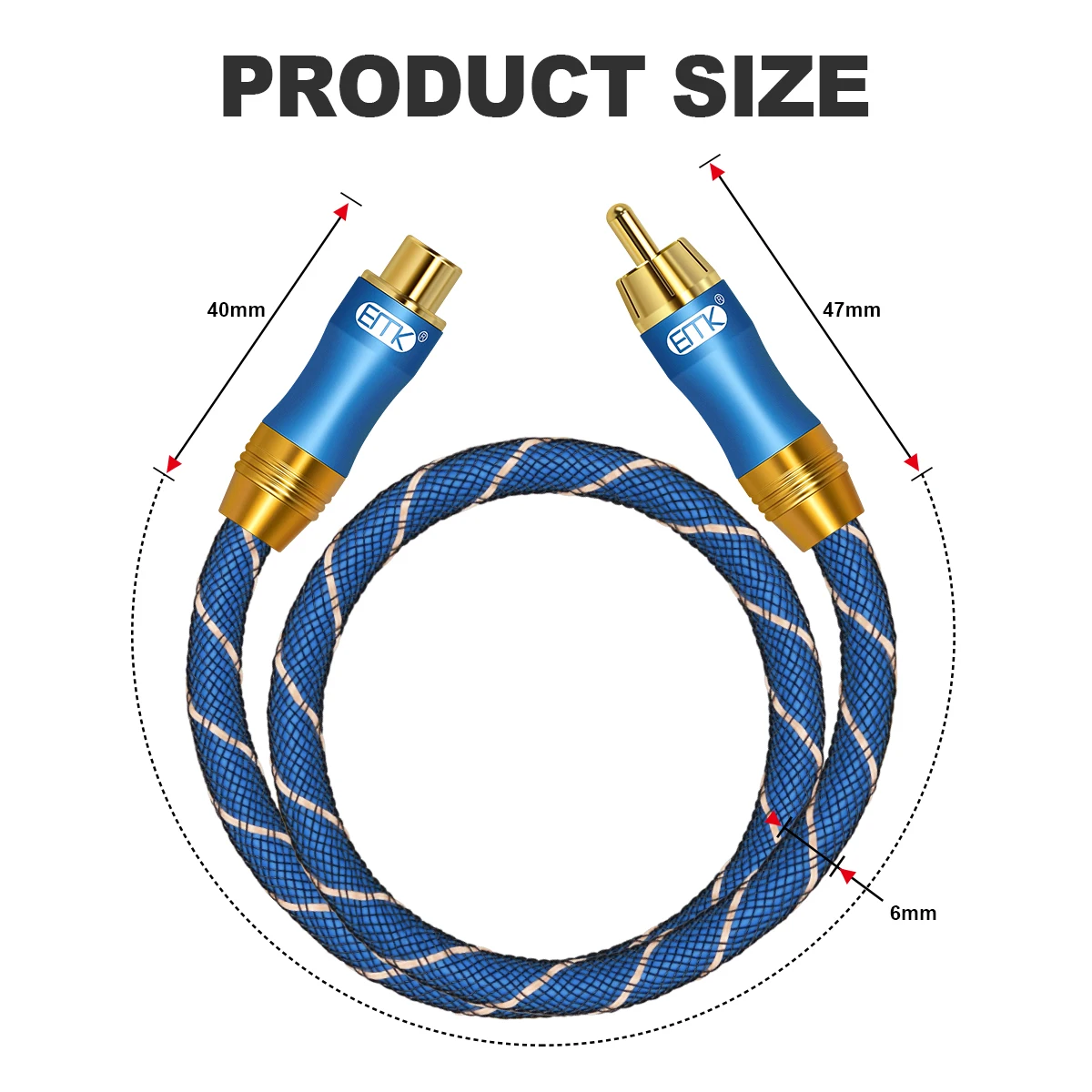 Kabel koncentryczny EMK Kabel przedłużający RCA do RCA Cyfrowy przedłużacz koncentryczny męski do żeńskiego kabla subwoofera do telewizora do