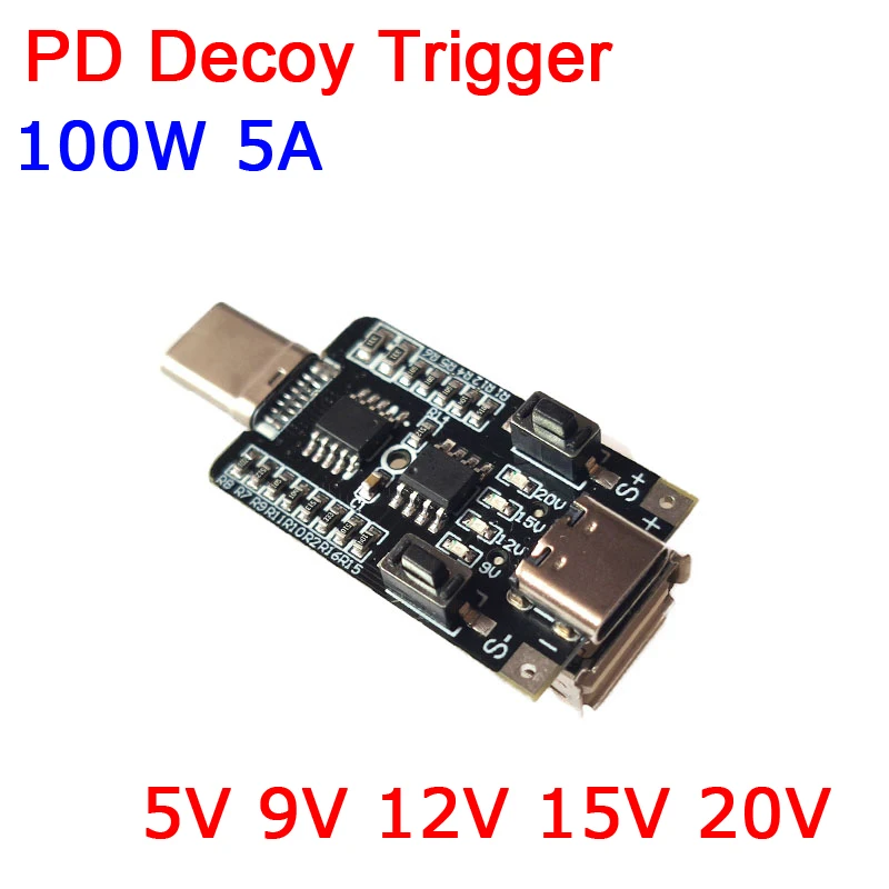 100W 5A typu C do USB PD Decoy tablica wyzwalacza dc 5V 9V 12V 15V 20V wyjście PD 2.0 3.0 wyzwalania kabel Adapter PD2.0 PD3.0 detektor